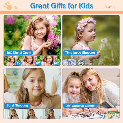PROGRACE Kids Instant Print Camera - 1080P HD Photos & Videos - Perfect Birthday for Boys & Girls Ag