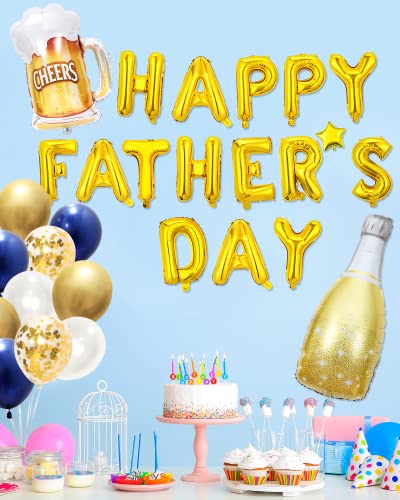 Image of 50 pcs Happy Father's Day Balloon Set Decorations for Party, Pack of Father's Day Banner Letters Party Supplies for Photo Booth Backdrop