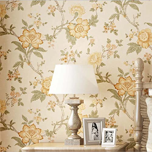 Papel pintado para dormitorio rústico americano y trasera de sofá en amarillo claro 2