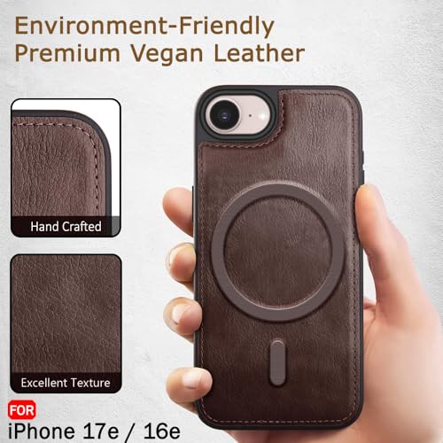 Image of TheGiftKart for iPhone 16e / iPhone 17e Case, Leather Finish Back Cover Compatible with MagSafe, Shockproof Design, Raised Edges for Camera & Screen Protection, Stunning Minimalist Cover Case (Brown)