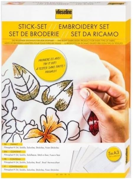 Vlieseline Kit, Stickvlies, Fixier-Stickvlies, Soluvlies, Solufix, Filmoplast H 54, 5 Embroidery Fleece to Try Out