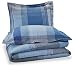 Pinzon Lightweight Cotton Flannel Duvet Set - Full/Queen, Blue Plaid