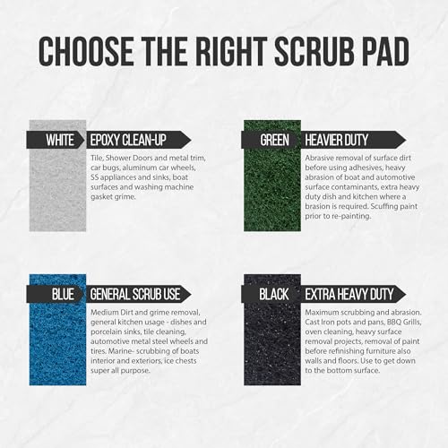 Image of Scrub Doctor 6-Pack of 10 x 4.5 x 1 in. Large Black Scrub Pads and Scrub Pad Holder Scrub-HLD-L-BLK-6, Maximum Abrasion Scrubbing Pads for Cast Iron Pots, BBQ Grills, Oven Cleaning, and Paint Removal