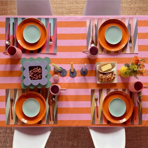 Tudomro Striped Tablecloth, Rectangle, Coral, Apricot, 84'' X 60'' by Tudomro - Used condition - Image 3