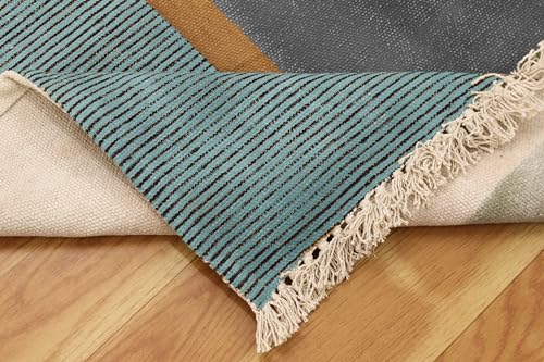 Tapis intérieur extérieur bleu noir 2,4 m sous table de salle à manger