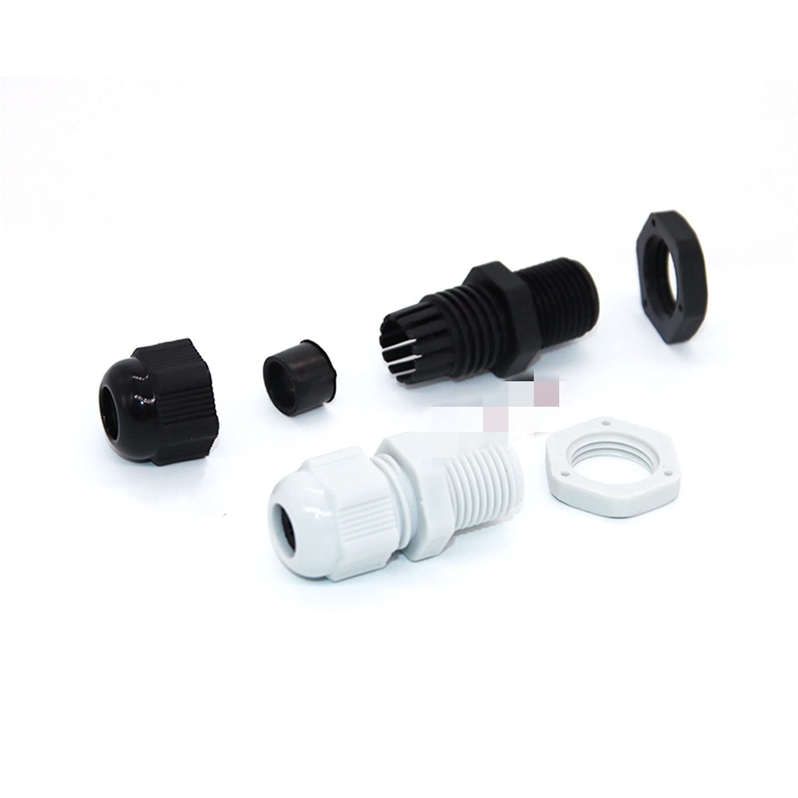 Kit de mezcla de sellos de cable, Conectores de cable de nailon de plástico, 10 piezas PG7-PG29, prensaestopas de nailon IP68 for caja de conexiones(Pg13.5 L 12 Bk 10pcs)