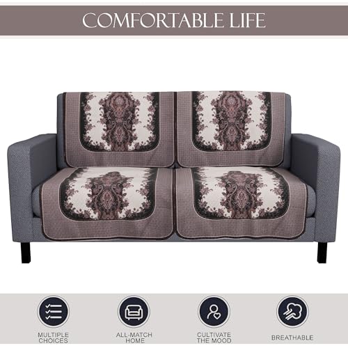 Image of Kuber Industries 2+1 Seater Sofa Set Cover | Net Design Sofa Slipcover Protector for Home Living Room, Hall & Office Couch | Cream & Black