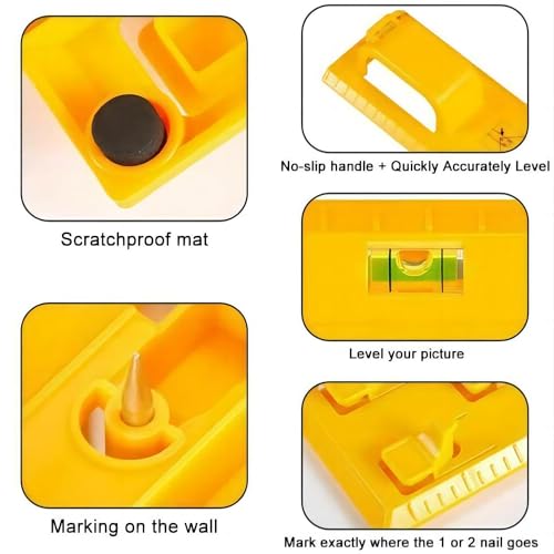 Image of Picture Hanging Tool for Easy Making Position Frame Wall Hanger Photo Hanging Kit Level Ruler for Clock, Mirrors, Artworks, Photos