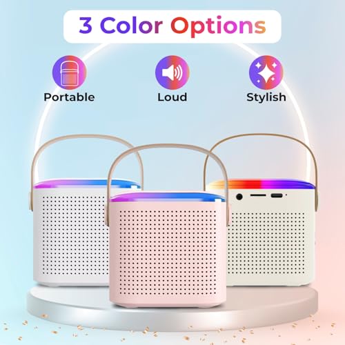 Image of Humble Kroko Series Mini Bluetooth Wireless Karaoke Speaker with 2 Mics, 8Hrs Playtime, RGB Lights (BT 5.3 /TF Card), Voice Effects, Multi-Play Modes, Type-C Charging for Kids & Home Parties - Pink