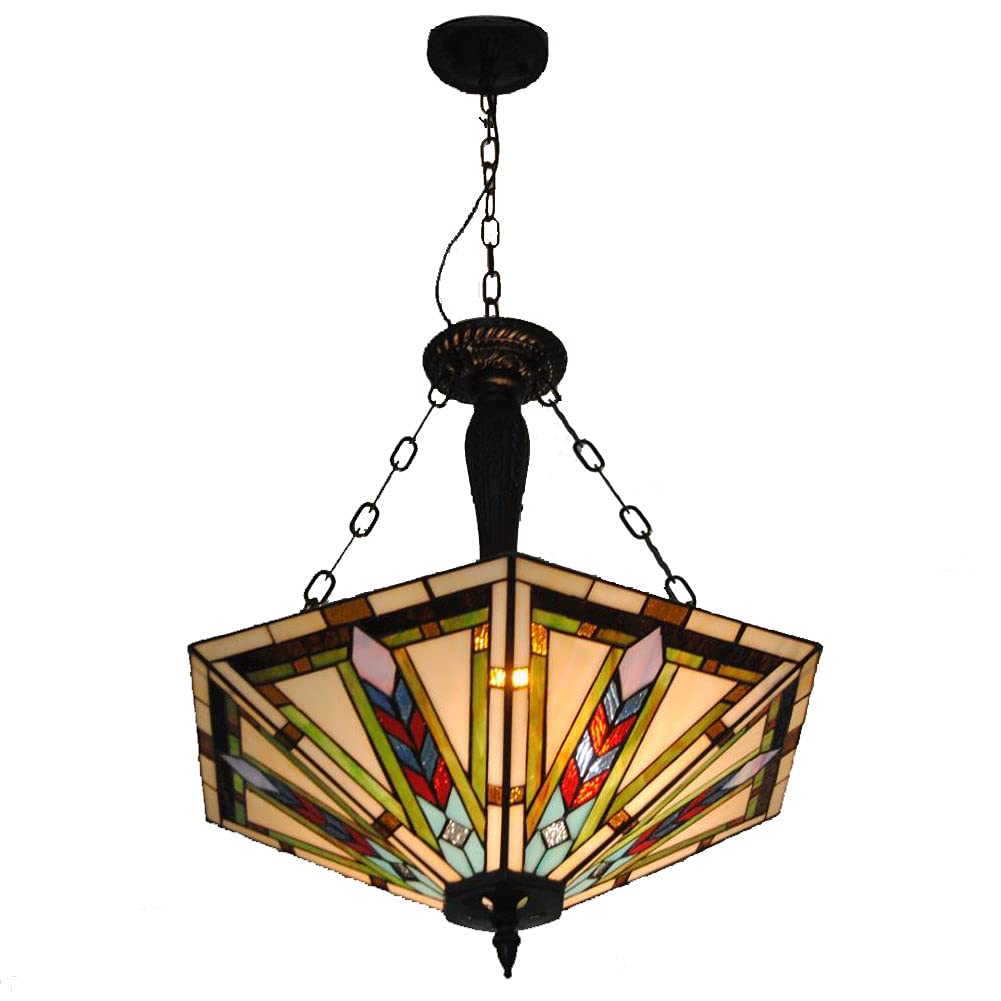 Buy Tiffany Hanging Lamp 5 Light 22 Inch Stained Glass Mission Style