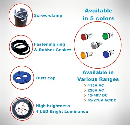 Image of Yokins LED Panel Corded Electric Round Indicator Light Or Lamp, IL22-AW-220V-B, 220V AC, 22.5MM Plastic LED Indicator Pilot Signal Light Lamp, Blue Color