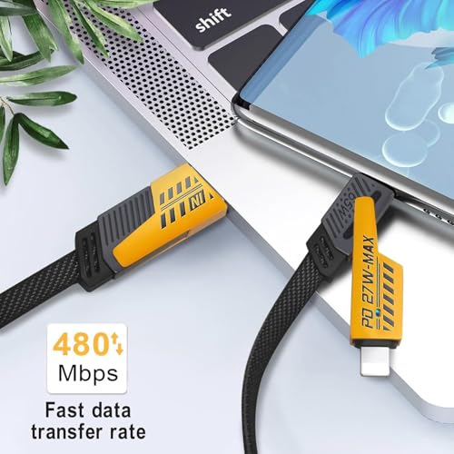 Image of NISHTECH 4 in 1 Charging Cable Fast Charging 65W, USB C Cable 4-in-1 USB Multi Charging Cable| Supporting Thunderbolt Port,Type C Lightning,Type A For All iPhones Android Tablets & Laptop (Yellow)
