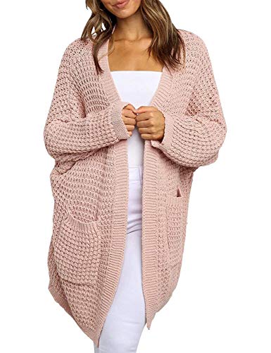 MEROKEETY Women's Oversized Long Batwing Sleeve Cardigan Waffle Knit Sweater Coat2