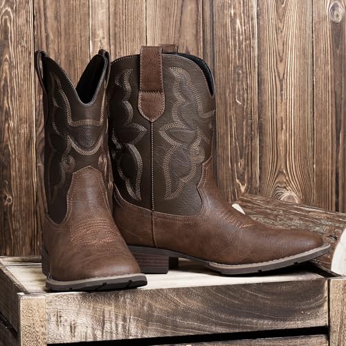 Image of Cowboy Boots For Men - Western Boot Men's Cowboy Boots With Square Toe | Cowboy Western Boot | Pull-on Boots| Old West Style Embroidered