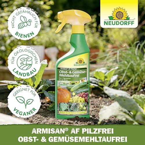 Neudorff Armisan AF PilzFrei Obst- & Gemüse-MehltauFrei – Anwendungsfertiges Spray bekämpft effektiv Echten Mehltau an Obst, Gemüse und Rosen, 500 ml