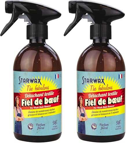 STARWAX THE FABULOUS - Spray Détachant Textile au Fiel de Bœuf prêt à l'emploi - 500ml - Elimine les Taches Tenaces (sang, vin, graisse) - 98% d'Origine...