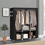 LOKEME Portable Closet, Portable Closets for Hanging Clothes with 3 Hanging Rods and 6 Storage Shelves and 4 Side Pockets, Black Wardrobe Closet Easy to Assemble and Strong and Stable - Image 3