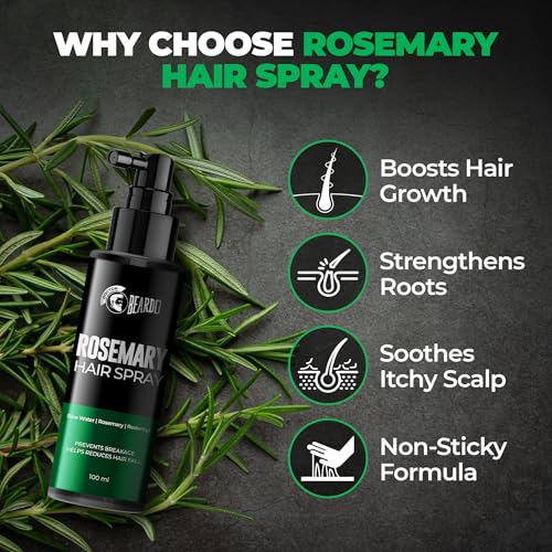 Image of Beardo Rosemary Hair Spray & Derma Roller For Hair Growth |Redensyl & Rice Water | Activates Natural Hair Growth, Reduces Hair Fall & Breakage | Strengthens Roots | Non-Sticky Daily Hair Tonic for Men