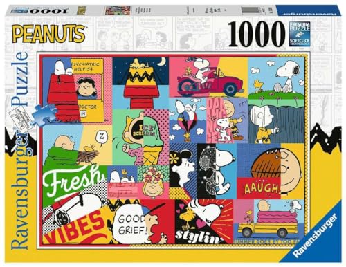 Ravensburger - Puzzle: Vida de Peanuts, Snoopy, Puzzle 1000 Piezas, Puzzles para Adultos, Puzzle 1000 Piezas Adultos, Pegamento Puzzle para Enmarcar Puzzles, Rompecabezas Adultos y Niños, 70x50cm