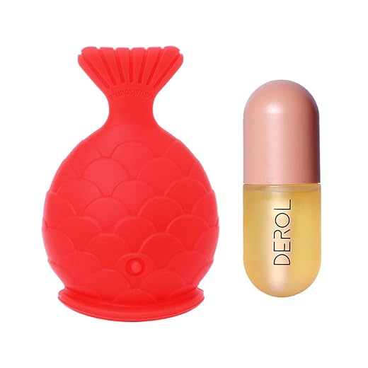 Lip Plumper Tool+Lip Plumper Gloss Set,Fish Shape Lip Enhancer Plumper Device Natural Pout Mouth Tool Lip Serum Care Moisturizing Lip Plumping Big Sexy Mouth
