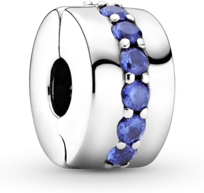 PANDORA Blue Sparkle Clip, Blue Crystal Charm