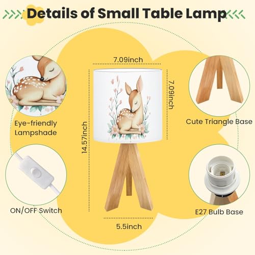 Lámpara de mesa infantil con base de trípode y pantalla de lino miniatura 2