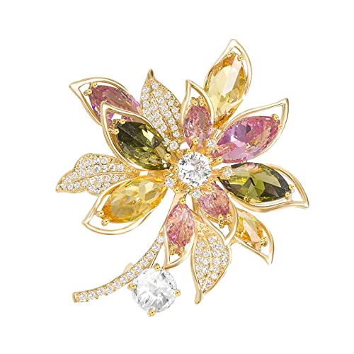 Jadeangel Flower Brooch Pins For Women Fashion Fancy Brooches With Cubic Zirconia For Wedding Party Broach Gift #TOP4