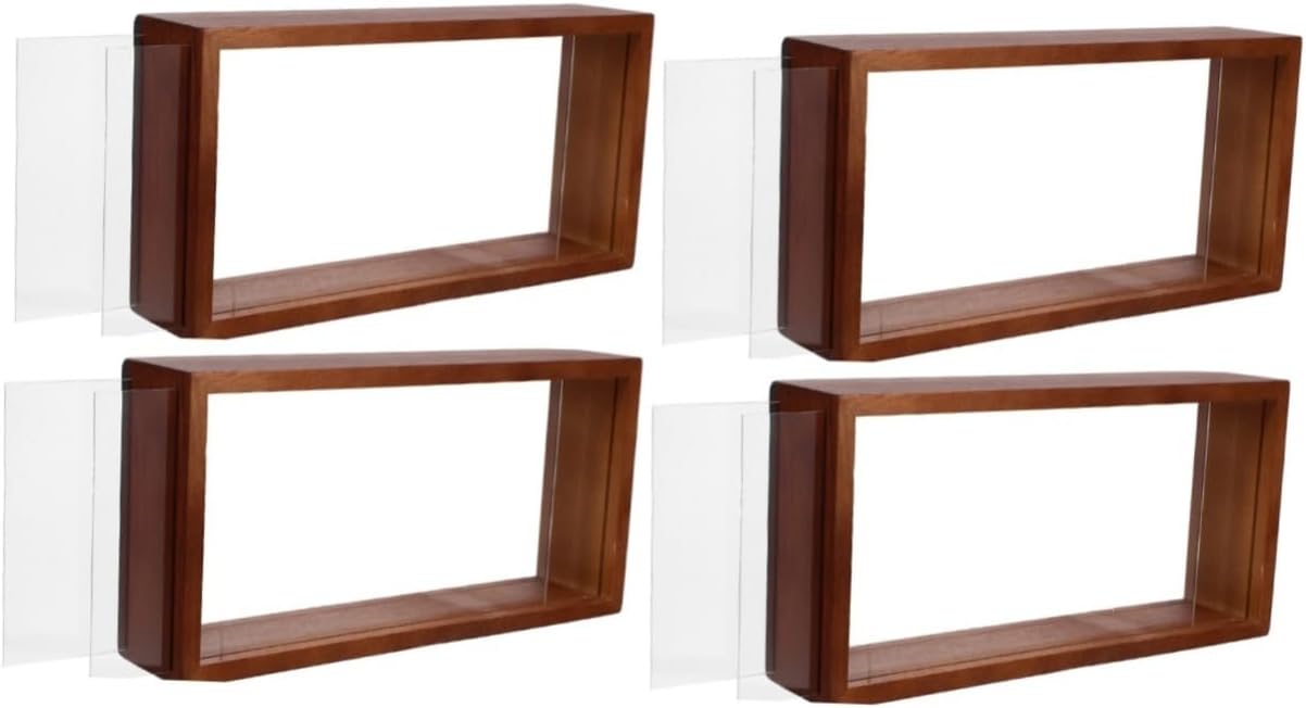 4pcs Shadow Box Frame for Dried Flowers Natural and Acrylic Display Stand Vintage Home Decor Flower Photo Holder