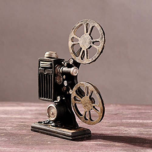 Image of Spiaty Synthetic Resin Vintage Style Film Projector Decorative Model for Home Living Room, Black Metal, Retro Home Cinema Decor