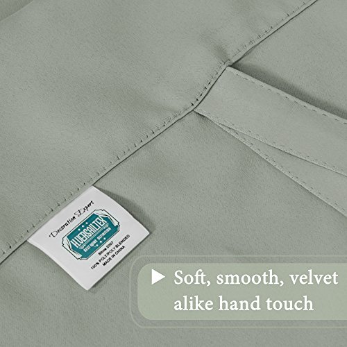 H.versailtex Solid Blackout Curtain Energy Efficient Tie Up Shades Rod Pocket Panel For Kitchen (Light Sage, 42W X 63L, Set Of 2 Panels) #TOP6