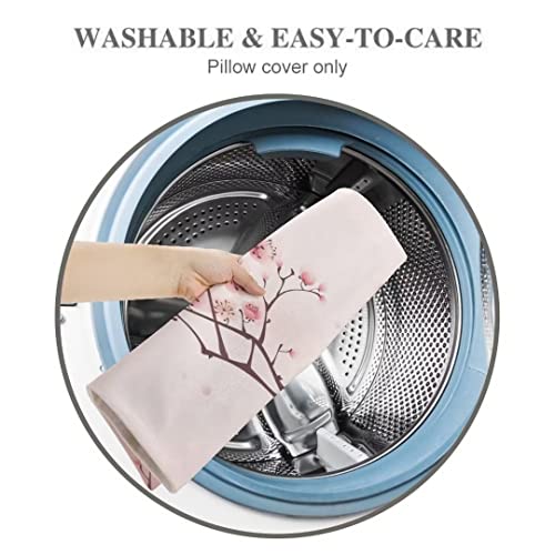 Cherry Blossoms Body Pillow Cover Pink Flowers Plum Branch Cherry Blossom Flower Cushion Long Pillowcase With Zipper Decorative Bed Pillow Cases Floral Pillow Covers For Bedroom,Couch,Sofa 20"X54" #TOP6