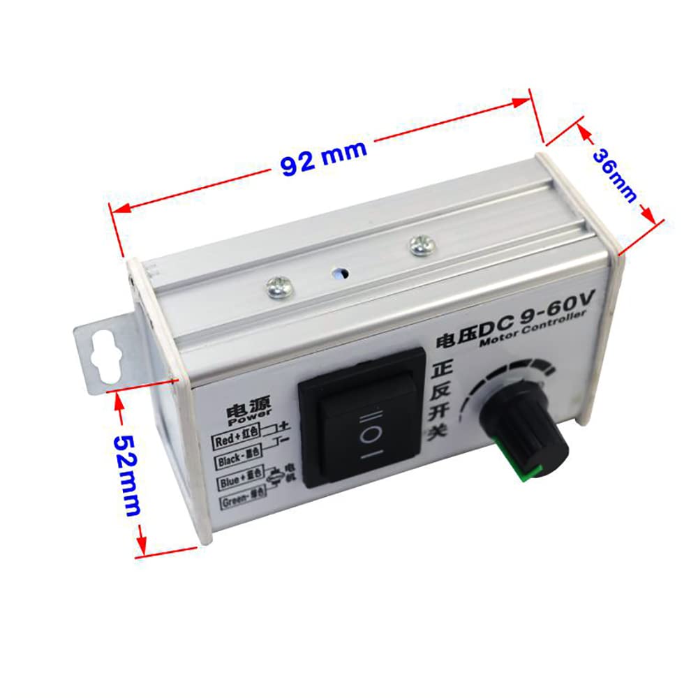 PWM DC Motor Speed Controller, Brush Motor Driver LED Light Control Module DC 9V-60V Motor Pulse Width Modulator Regulator 20A 1200W Forward and Reverse Control Switch and Speed Control Knob