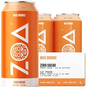 ZOA Zero Sugar Energy Drinks, Wild Orange – Clean Sugar-Free Formula of Natural Caffeine, Electrolytes, Healthy Vitamin C, Amino Acids and B-Vitamins – 16 Fl Oz (12-Pack)