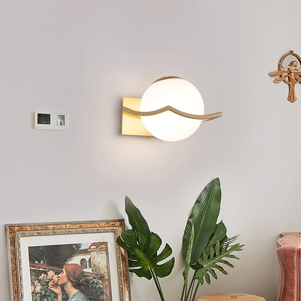SEMANHUA Kinkiet z połowy wieku, nowoczesna lampa ścienna, globalna szklana lampa łazienkowa w toalecie, metalowa oprawa ścienna, kinkiety do przedpokoju sypialni