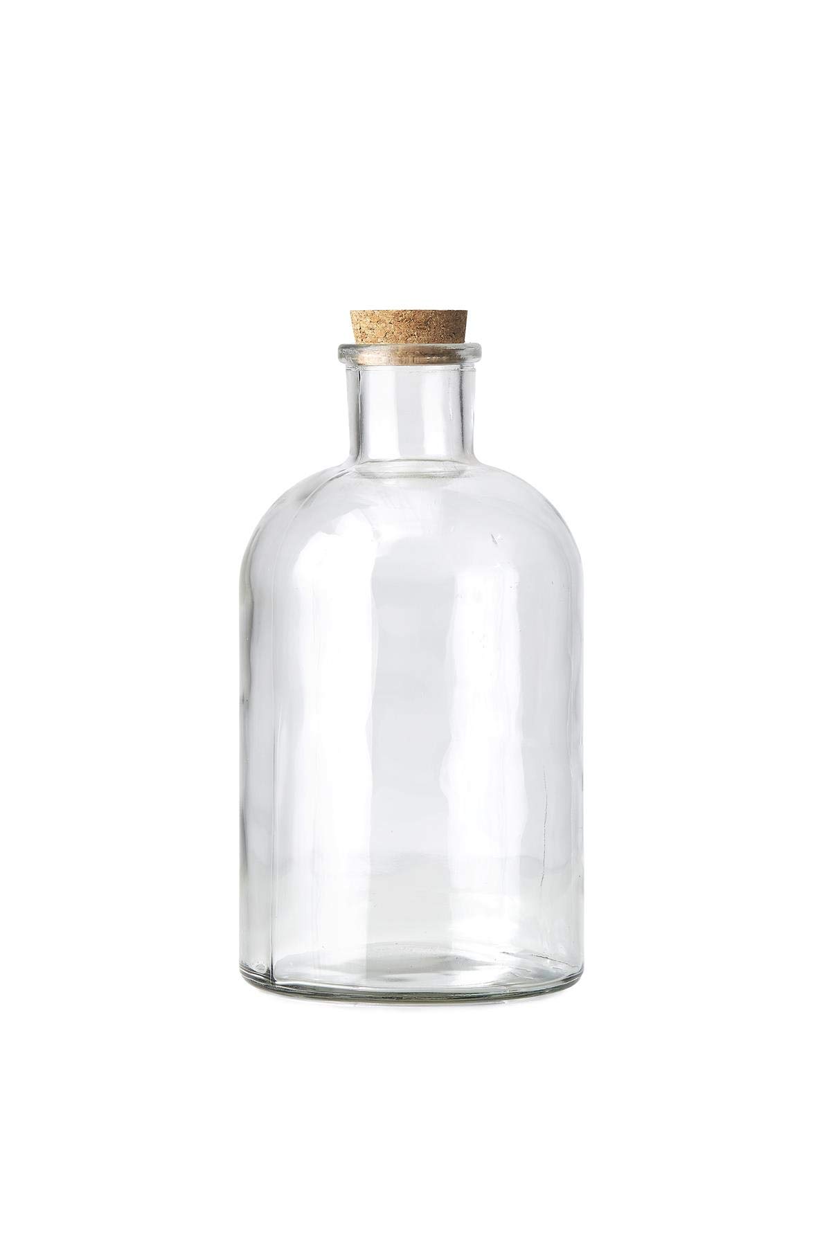Large Clear Glass Bottle Vase with Cork, Measures 11 inches Tall, Set of 6