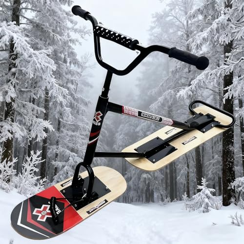 Patinete de nieve con manillar antideslizante y esquís todo terreno, capacidad de carga de 150 kg, ideal para deportes de invierno y actividades al aire libre