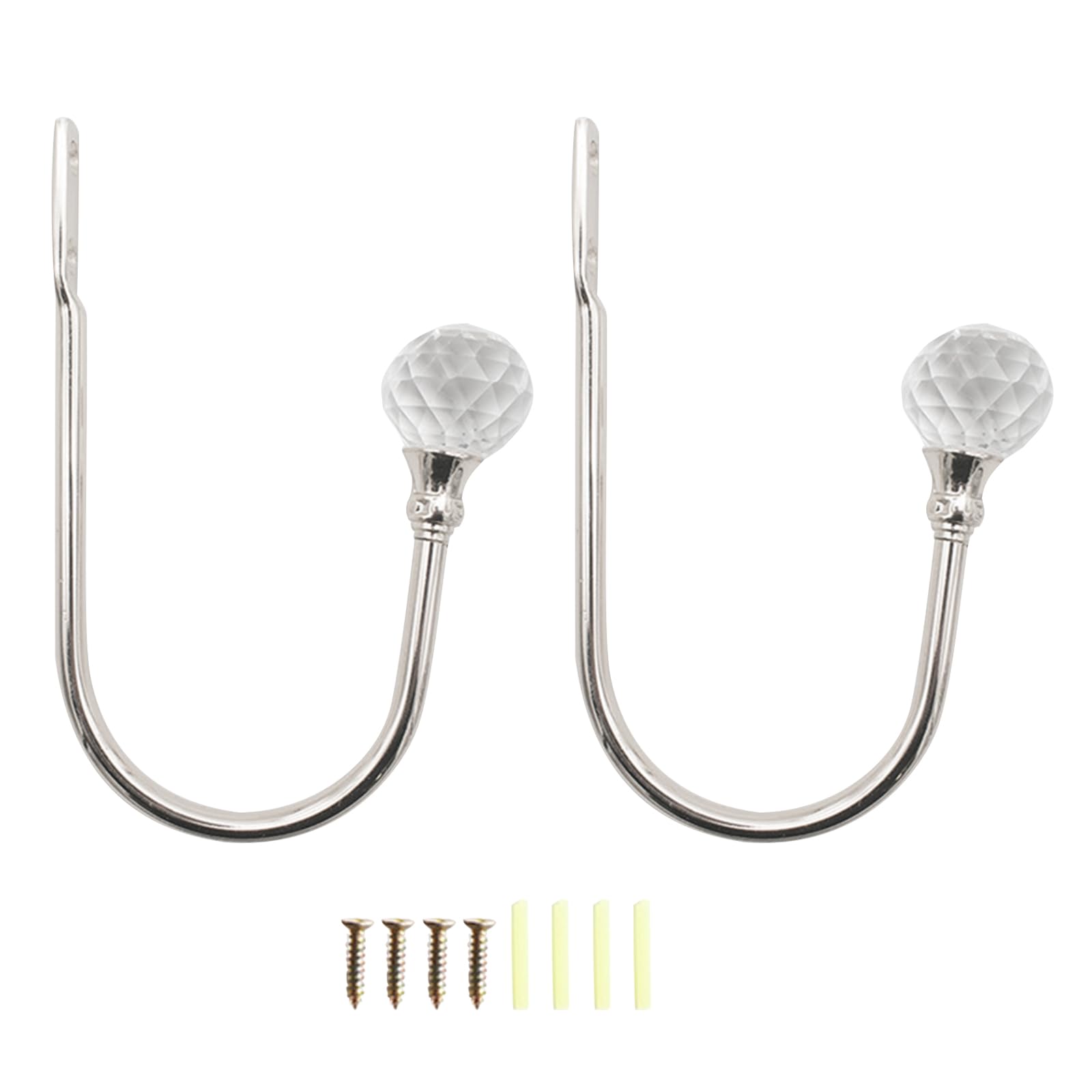 Tsophreniq 2Pcs U Shape Crystal Curtain Tieback Multifunction Hangable Wall Hook for School Window Wall Door Decor Holdback