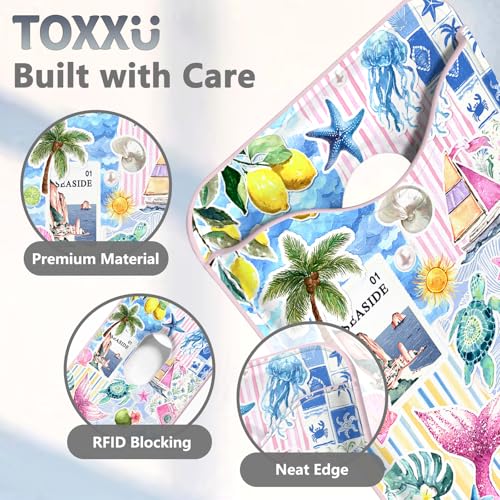 Image of Tropical Magnetic Wallet Compatible with Magsafe Wallets for iPhone 17 /16 /15 /14 /13 /12 Series Pro Max Plus Cute Phone Summer Holidays Mag Safe Fit 3 Cards for Women Lether Island Picnic