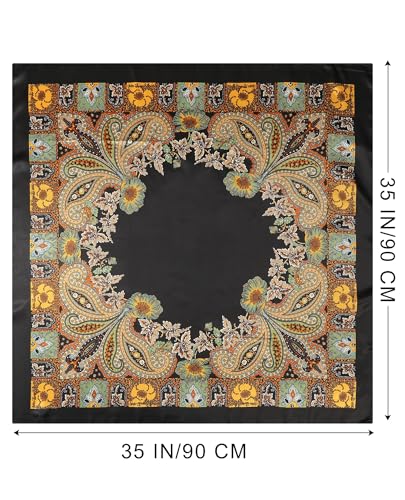 AWAYTR 35" Large Silk Hair Scarf for Women - 4Pcs Satin Head Scarf Square Hair Bandanas Floral Wild Rag Sleeping Head Wraps3