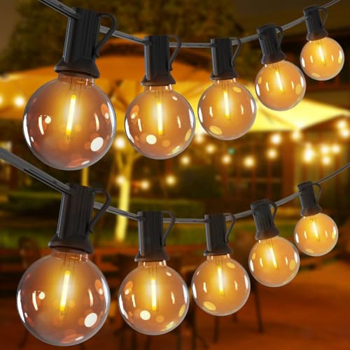 Romwish LED Lichterkette Außen 9M, Dimmbar & Wetterfest IP44, G40 Glühbirnen Warmweiß, Anschlussfertig für Garten, Balkon, Terrasse, Party