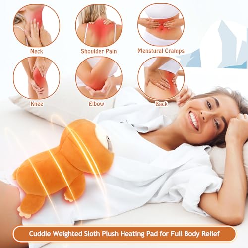 1.5lb Sloth Stuffed Animals Microwavable Heating Pad-Cuddly Sloth Heating Pads for Cramps &Period Pain Relief for Women,Heatable & Coolable Stuffed Animals Bedtime Birthday Gift for Women Kids