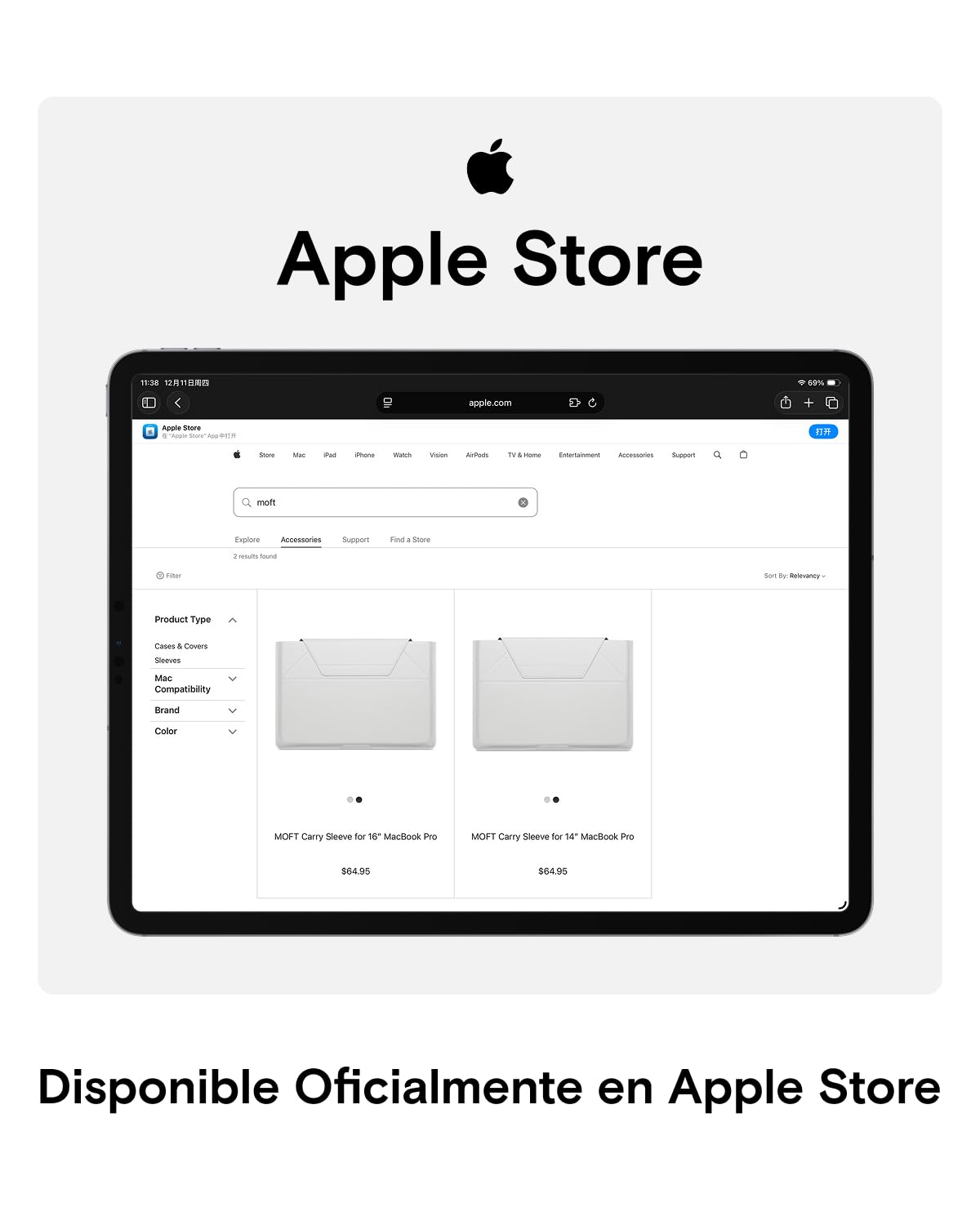 MOFT Funda de Transporte para portátil y Soporte, Almacenamiento expandible, Piezas Ultra Delgadas Elegantes para portátiles de 13 a 14 Pulgadas, Regalos para Hombres y Mujeres