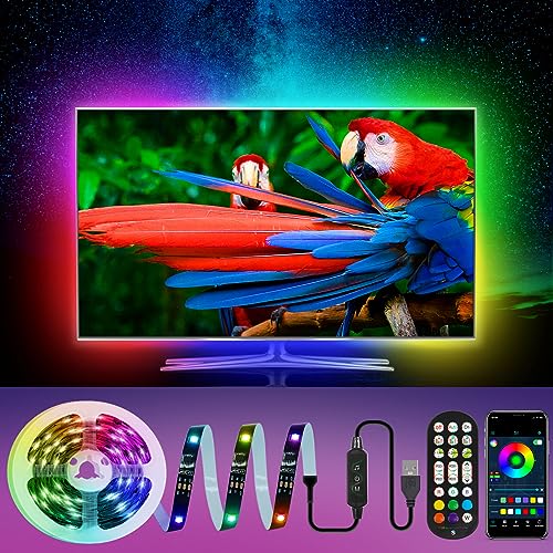 5M LED TV Hintergrundbeleuchtung, Farbwechselnde LED Strip mit Fernbedienung APP-Steuerung, USB LED Streifen für 40-85 Zoll TV/PC, Flexibel Selbstklebend LED Beleuchtungslichtleiste für Party,DIY 5M LED TV Hintergrundbeleuchtung, Farbwechselnde LED Strip mit Fernbedienung APP-Steuerung, USB LED Streifen für 40-85 Zoll TV/PC, Flexibel Selbstklebend LED Beleuchtungslichtleiste für Party,DIY