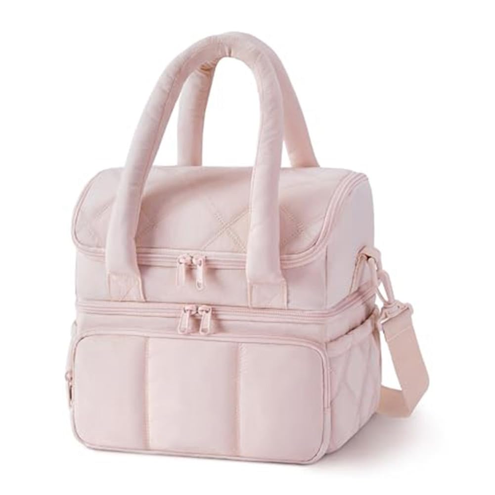 Vjsujehgy Leakproof Insulated Lunch Bag for Women, Double Deck, Large Capacity Lunch Box for Work, Travel, Picnic