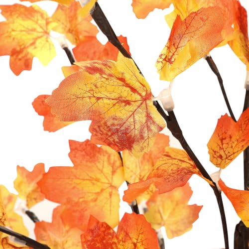 OUSHENG 6FT Artificial Lighted Maple Tree, 120 LED, Prelit Fall Decor - image 4