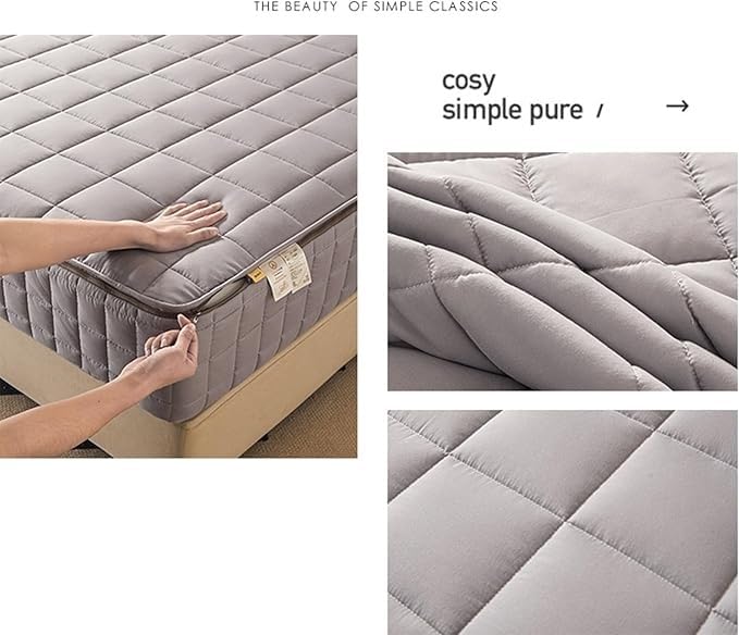 Protège-matelas 100% imperméable et silencieux Queen Size rembourré gris - 3