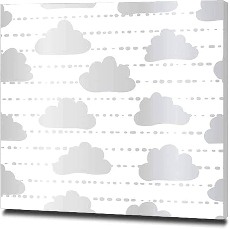 Amazon 空の銀箔の雲シームレスなベクトルパターンの背景縞模様の白い背景の上の金属雲子供 アートパネル おしゃれポスター モダン インテリア絵画 壁掛け キャンバス絵画 絵 パネル ポスター おしゃれ アートボード 30x30cm 紙 Webバナー パーティー お祝い 結婚式