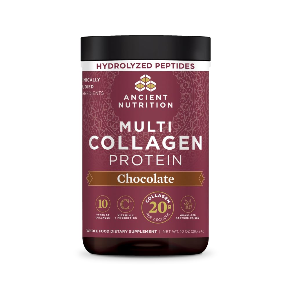 Ancient Nutrition Multi Collagen Protein, Hydrolyzed Peptides, Chocolate Chocolate 24 Servings