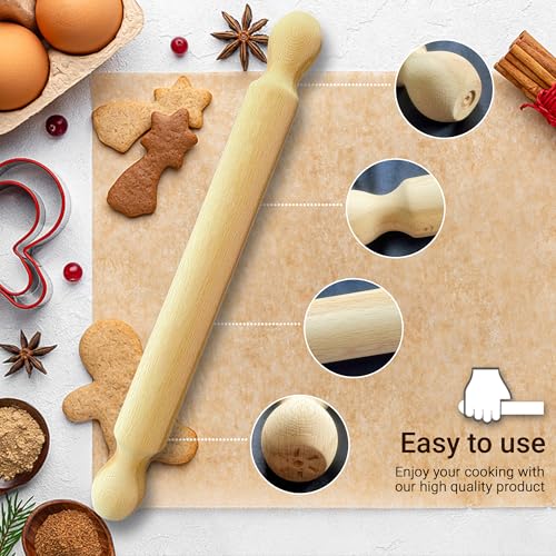 Dexam 40cm Beech Wood Rolling Pin - Ideal for Baking Dough - Image 3