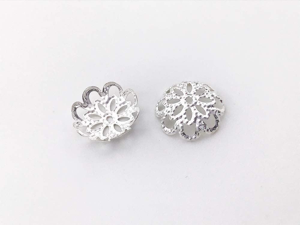 Amazon.co.jp: ビーズキャップ 12mm シルバー 白銀 座金 花座 200個 